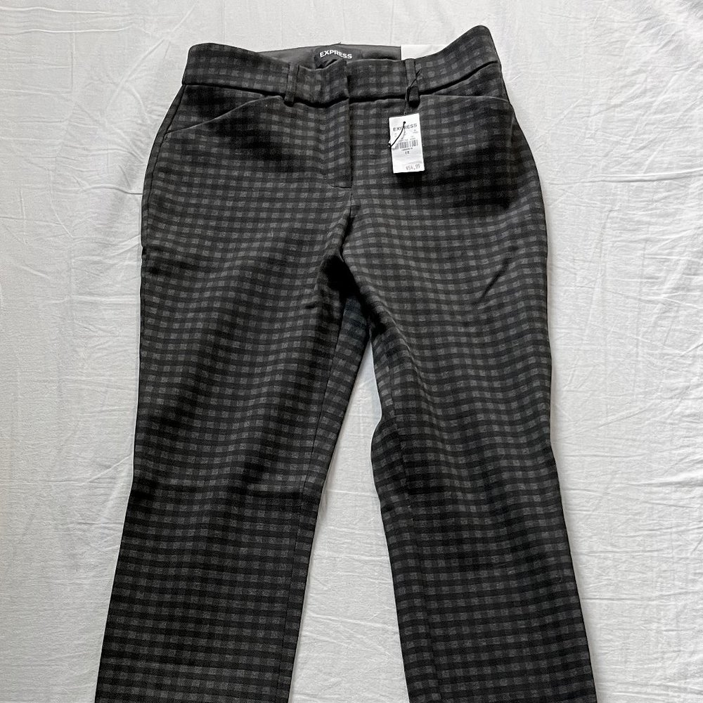 NWT Express Mid-rise Stretch Skinny Pant (Dark Grey/Brown Plaid, 0R)